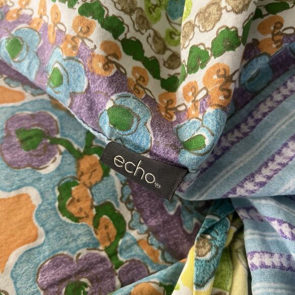 Echo Design Calypso Queen Duvet Cover Multi Color Paisley Reversible Cotton Boho - Picture 7 of 11